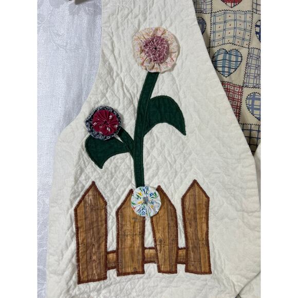 Vintage Vest Small Handmade Reversible Quilted Applique Flowers Cottage Grandma - Picture 2 of 11